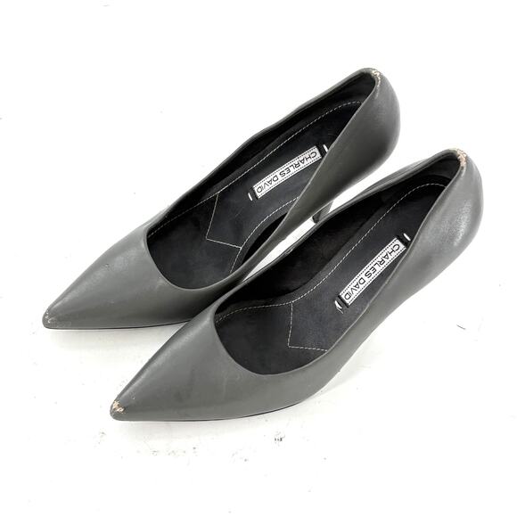 Charles David Leather Heels 7.5 Gray Pumps Academia Office Career Capsule - Picture 6 of 6